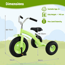 Load image into Gallery viewer, Kids Tricycle, Carbon Steel Toddler Trike with Inflatable Rubber Tires, Adjustable Handlebar & Seat