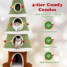 Load image into Gallery viewer, Christmas Tree Shape Cats Tower with Condos