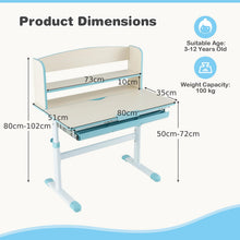 Load image into Gallery viewer, Height Adjustable Children Writing Table with Tilt Desktop and Hutch