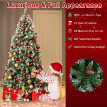 Load image into Gallery viewer, 6.5 FT Artificial Xmas Tree with 909 PVC Branch Tips and 420 Warm White LED Lights