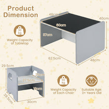 Load image into Gallery viewer, 3 PCS Space-saving Toddler Table and 2 Chairs Set