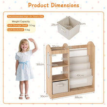 Load image into Gallery viewer, Kids Bookshelf, Toy Storage Organizer with Full-Length Mirror