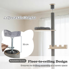 Load image into Gallery viewer, Floor to Ceiling Cat Tree, 5 Tier Tall Cat Tower with 236-271cm Adjustable Height