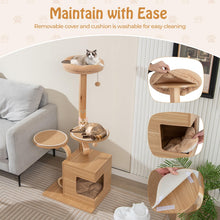 Load image into Gallery viewer, Wooden Cat Tree, 129cm Tall Cat Tower