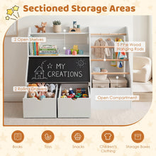 Load image into Gallery viewer, Toy Storage Organizer, Kids Bookshelf with Flip-up Blackboard