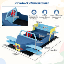 Load image into Gallery viewer, Wooden Kids Sandpit, Glider-Shape Sand Box with Bench Seat, Propeller, Rotatable Rudder, Side Wings