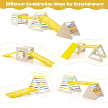 Load image into Gallery viewer, 5 in 1 Kids Climbing Set, Wooden Toddler Climber with 2 Ramps, 2 Triangle Ladders & 1 Cube