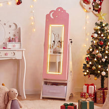 Load image into Gallery viewer, Kids Jewelry Cabinet with Sensor Lights and Full-Length Mirror