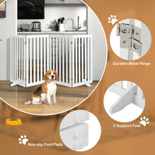 Load image into Gallery viewer, Folding Pet Gate 4 Panels Wooden Freestanding Dog Fence