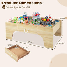 Load image into Gallery viewer, Wooden Train Track Set, 3-in-1 Kids Activity Table