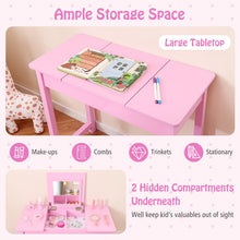 Load image into Gallery viewer, 2 in 1 Children Makeup Desk with Flip Top Mirror