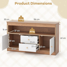 Load image into Gallery viewer, Kids Storage Cabinet, Wooden Children Bookcase with Open Shelf