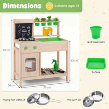 Load image into Gallery viewer, Kids Mud Kitchen Play Pretend Kitchen with Chalkboard Rotation Knobs and Cabinet