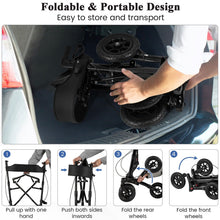 Load image into Gallery viewer, Walker for Seniors with Seat Folding Rollator Walker with Pneumatic Tires
