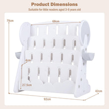 Load image into Gallery viewer, Kids Bookshelf, 4-Tier Book Display Rack with 2 Storage Boxes and Reversible Bottom Shelf