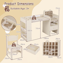 Load image into Gallery viewer, Wooden Toddler Craft Desk with Removable Paper Roll Holder & Cubby Cabinet