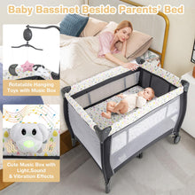 Load image into Gallery viewer, 3 in 1 Portable Travel Cot, Folding Baby Bassinet and Activity Playpen with Changing Table