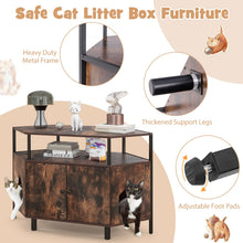 Load image into Gallery viewer, Corner Cat Litter Box Enclosure, Wooden Pet Cabinet Furniture with Open Shelf, 2 Entrances