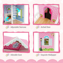 Load image into Gallery viewer, Kids Dollhouse, 3-Storey Wooden Dolls House with 5 Simulated Rooms & Furniture Accessories
