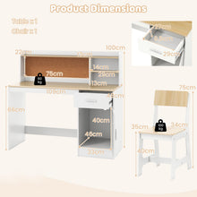 Load image into Gallery viewer, Kids Study Desk and Chair Set with Shelves and Storage Cabinet
