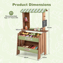 Load image into Gallery viewer, Wooden Kids Grocery Store Playset with Chalkboard | Indoor Outdoor Farm Market Stand