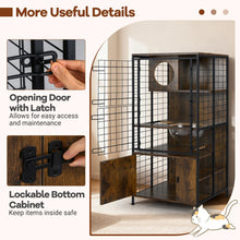 Load image into Gallery viewer, Multi-level Cat Cabinet Cage Metal Frame with Cat Bowel and Cabinet