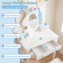 Load image into Gallery viewer, Kids Vanity Table and Chair Set, Princess Dressing Table
