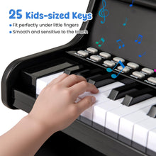 Load image into Gallery viewer, Wooden Kids Piano Keyboard 25 Keys Digital Piano with Music Stand Music Learning Gift for 3+ Kids