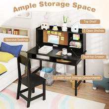 Load image into Gallery viewer, Wooden Study Table with Storage Hutch & Open Shelves