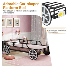 Load image into Gallery viewer, Metal Children Platform Bed with Guardrails
