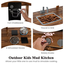Load image into Gallery viewer, Outdoor Solid Wood Mud Kitchen with Canopy and Rotatable Faucet