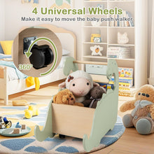 Load image into Gallery viewer, Baby Learning Walker, 2-in-1 Wooden Baby Push Walker with Large Toy Storage Chest and 4 Wheels