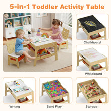 Load image into Gallery viewer, Kids Table and Chairs, Multifunctional Activity Desk with Chalkboard & Whiteboard