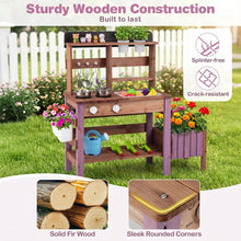 Load image into Gallery viewer, Kids Mud Kitchen, Garden Potting Bench with 2 Planting Pots, 2 Storage Bins, 2 Trowels, 1 Rake