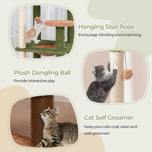 Load image into Gallery viewer, Plant Cat Tree, 152cm Green Aesthetic Cat Tower with Sisal Scratching Posts, Artificial Leaves, Perch, Hammock
