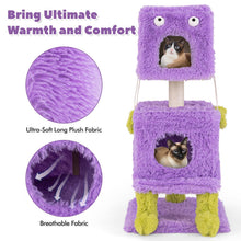 Load image into Gallery viewer, Cat Tree, 111cm Monster-Themed Cat Tower with 2 Cat Condos, Sisal Scratching Post and Hanging Sound-Making Toys