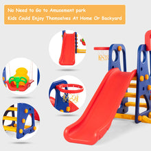 Load image into Gallery viewer, Toddler Swing and Slide Set, 4-in-1 Children Climber and Swing Set with Basketball Hoop