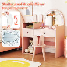 Load image into Gallery viewer, Kids Dressing Table, Girls Vanity Set with Lighted Mirror