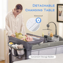Load image into Gallery viewer, 5-in-1 Portable Baby Bed Playard with Changing Table
