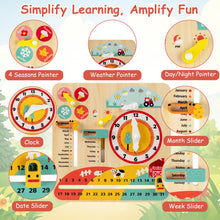 Load image into Gallery viewer, Daily Calendar Wooden Toy with Clock and Seasons