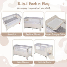 Load image into Gallery viewer, 5-In-1 Baby Bassinet Crib Bedside Sleeper Nursery Center