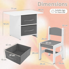 Load image into Gallery viewer, Kids Table and Chairs Set, Children Activity Desk with 2 Chairs