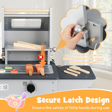 Load image into Gallery viewer, Kids BBQ Grill Playset, Wooden Toy Kitchen with Flip-Top Grill Covers