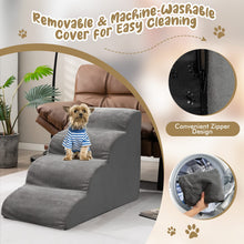 Load image into Gallery viewer, 4-Tier Foam Dog Ramp with Washable Zippered Cover and Silicone Paw Prints