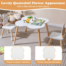Load image into Gallery viewer, Children Activity Table with 2 Chairs and Pine Wood Legs, Flower Backrest