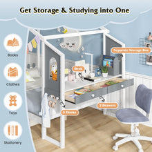 Load image into Gallery viewer, Toddler House Floor Bed with Study Desk