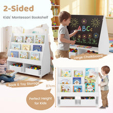 Load image into Gallery viewer, Kids Bookshelf, Double-Sided Children Bookcase with Wheels