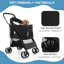 Load image into Gallery viewer, Foldable Pet Stroller with 4-Level Adjustable Canopy and Storage Basket