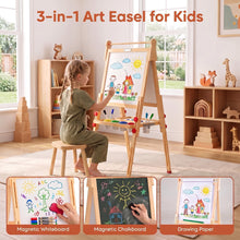 Load image into Gallery viewer, 3-in-1 Kids Art Easel, Double-Sided Folding Wooden Easel