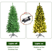 Load image into Gallery viewer, Pre-lit Artificial Pencil Christmas Tree with Warm White UL-listed Lights